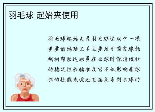羽毛球 起始夹使用