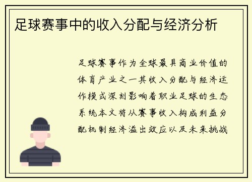 足球赛事中的收入分配与经济分析